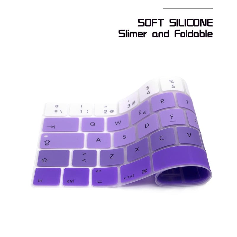 HRH Spanish Language Silicone Keyboard Cover Compatible for MacBook Pro with Touch Bar 13 Inch and 15 Inch (A2159/A1989/A1706,A1990/A1707) 2019 2018 2016 2017 Release European Version,Ombre Purple - Image 4